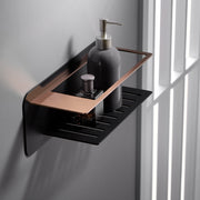 IMEX Portasapone frontale in acciaio inox S304 e ottone finitura combinata nero e oro rosa resistente e moderno modello BETHARI Imex-ADT009-NOR