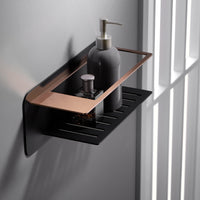 IMEX Portasapone frontale in acciaio inox S304 e ottone finitura combinata nero e oro rosa resistente e moderno modello BETHARI Imex-ADT009-NOR