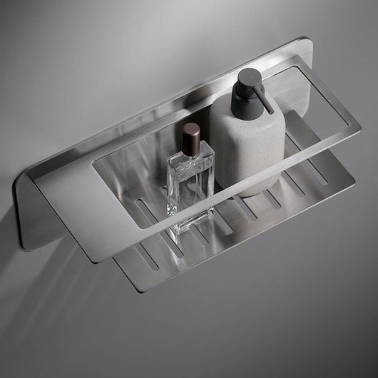 IMEX Portasapone frontale in acciaio s.304 e ottone, finitura nichel spazzolato resistente a corrosione e usura, design compatto per installazione muro bagno e cucina, modello BETHARI Imex-ADT009-NQ