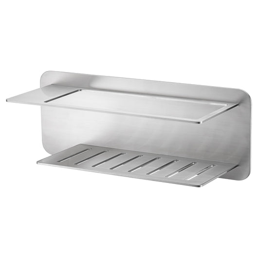 IMEX Portasapone frontale in acciaio s.304 e ottone, finitura nichel spazzolato resistente a corrosione e usura, design compatto per installazione muro bagno e cucina, modello BETHARI Imex-ADT009-NQ