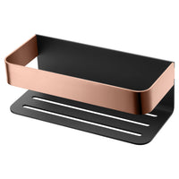 IMEX Portasapone frontale in acciaio inox 304 e ottone, finitura nero e oro rosa, design compatto e resistente, modello MAYURA Imex-ADY007-NOR