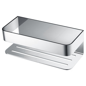 IMEX Portasapone frontale in acciaio inox S.304 e ottone con finitura cromata, resistente e facile da pulire, design compatto per bagno e cucina - Modello Mayura Imex-ADY007