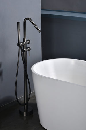 IMEX Miscelatore vasca-doccia a pavimento in ottone e acciaio nero opaco con cartuccia ceramica Ø35 mm tubo flessibile in PVC e manopola singola modello CORCEGA Imex-BBECO1-BGM