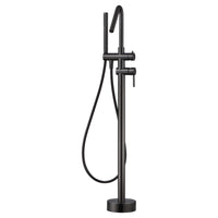 IMEX Miscelatore vasca-doccia a pavimento in ottone e acciaio nero opaco con cartuccia ceramica Ø35 mm tubo flessibile in PVC e manopola singola modello CORCEGA Imex-BBECO1-BGM