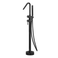 IMEX Miscelatore vasca-doccia a pavimento in ottone e acciaio nero opaco con cartuccia ceramica Ø35 mm, tubo flessibile in PVC e manopola singola finitura nera opaca, scatola di comando inclusa - Mode