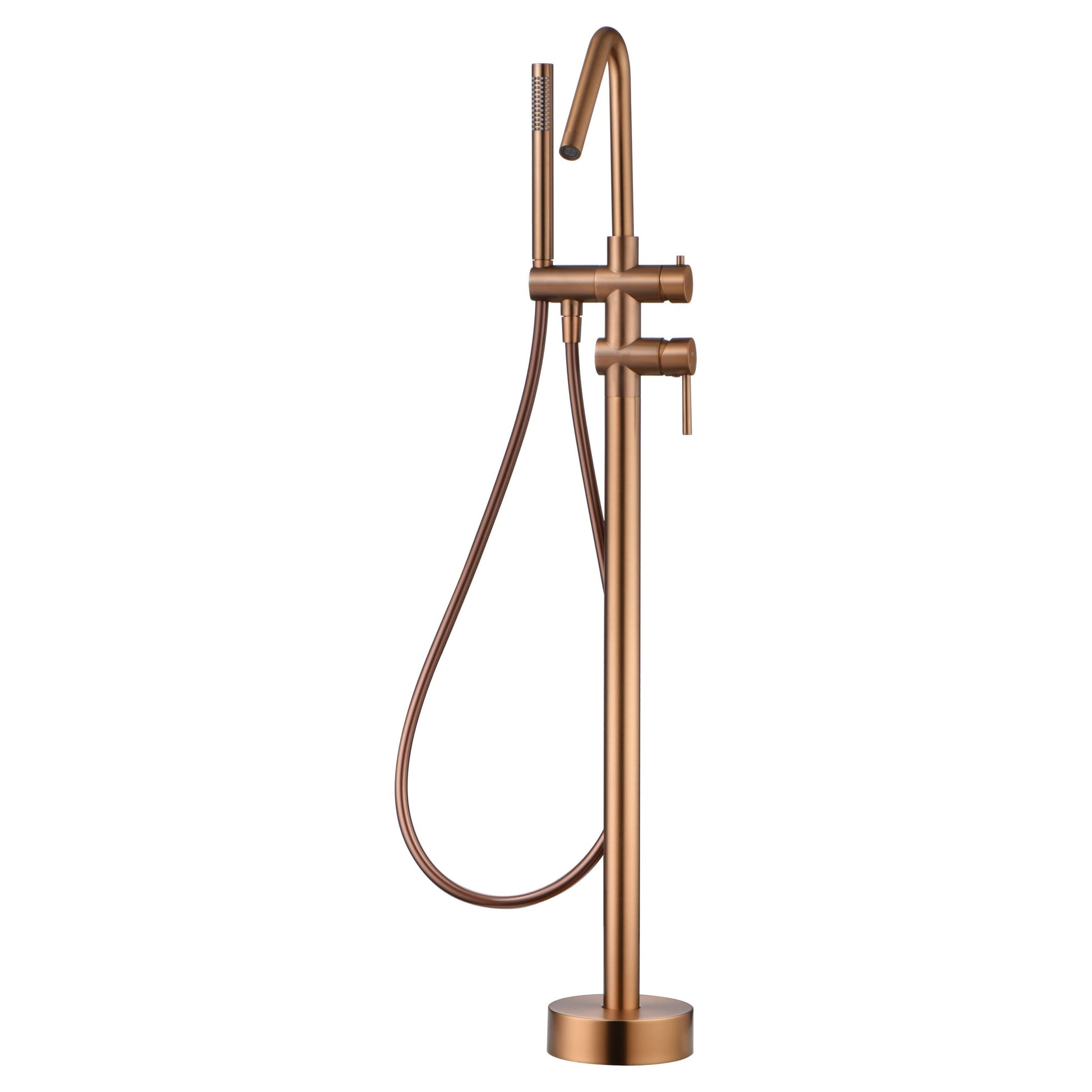 IMEX Miscelatore vasca-doccia a pavimento in ottone e acciaio finitura oro rosa cartuccia ceramica Ø35mm tubo flessibile in PVC manopola singola scatola comando integrata – Modello Imex-BBECO1-ORC
