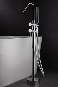 IMEX Miscelatore vasca-doccia a pavimento in acciaio e ottone cromato con cartuccia ceramica Ø35mm, tubo flessibile in PVC, comando a una posizione e scatola di registrazione mod. Imex-BBECO1