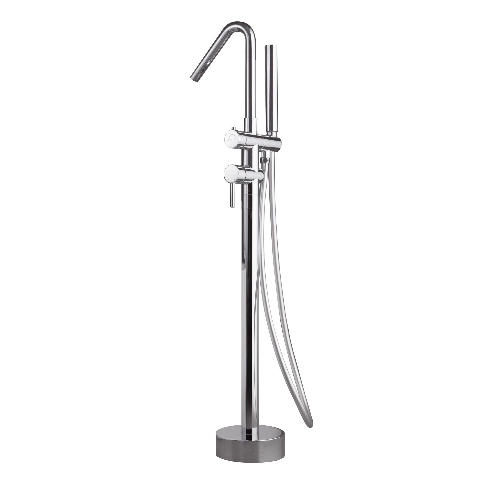 IMEX Miscelatore vasca-doccia a pavimento in acciaio e ottone cromato con cartuccia ceramica Ø35mm, tubo flessibile in PVC, comando a una posizione e scatola di registrazione mod. Imex-BBECO1