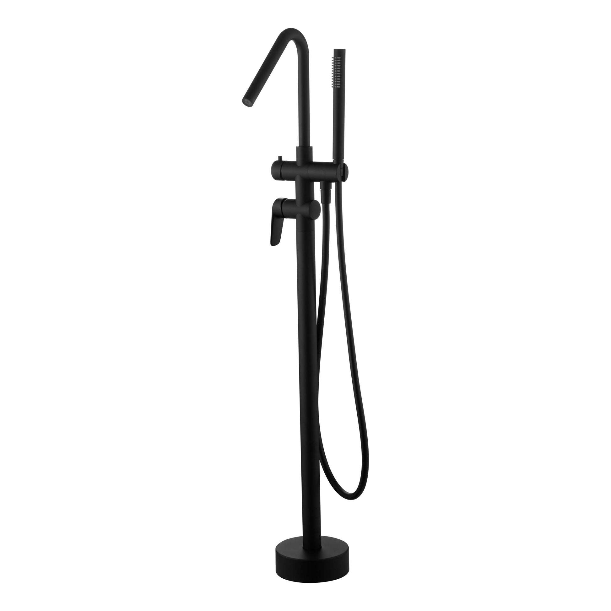 IMEX Miscelatore vasca-doccia freestanding in ottone e zama nero opaco con cartuccia ceramica Ø35 mm, maniglia tonda a 3 posizioni, tubo flessibile PVC nero opaco, scatola di giunzione Imex-BBEZ044-NG