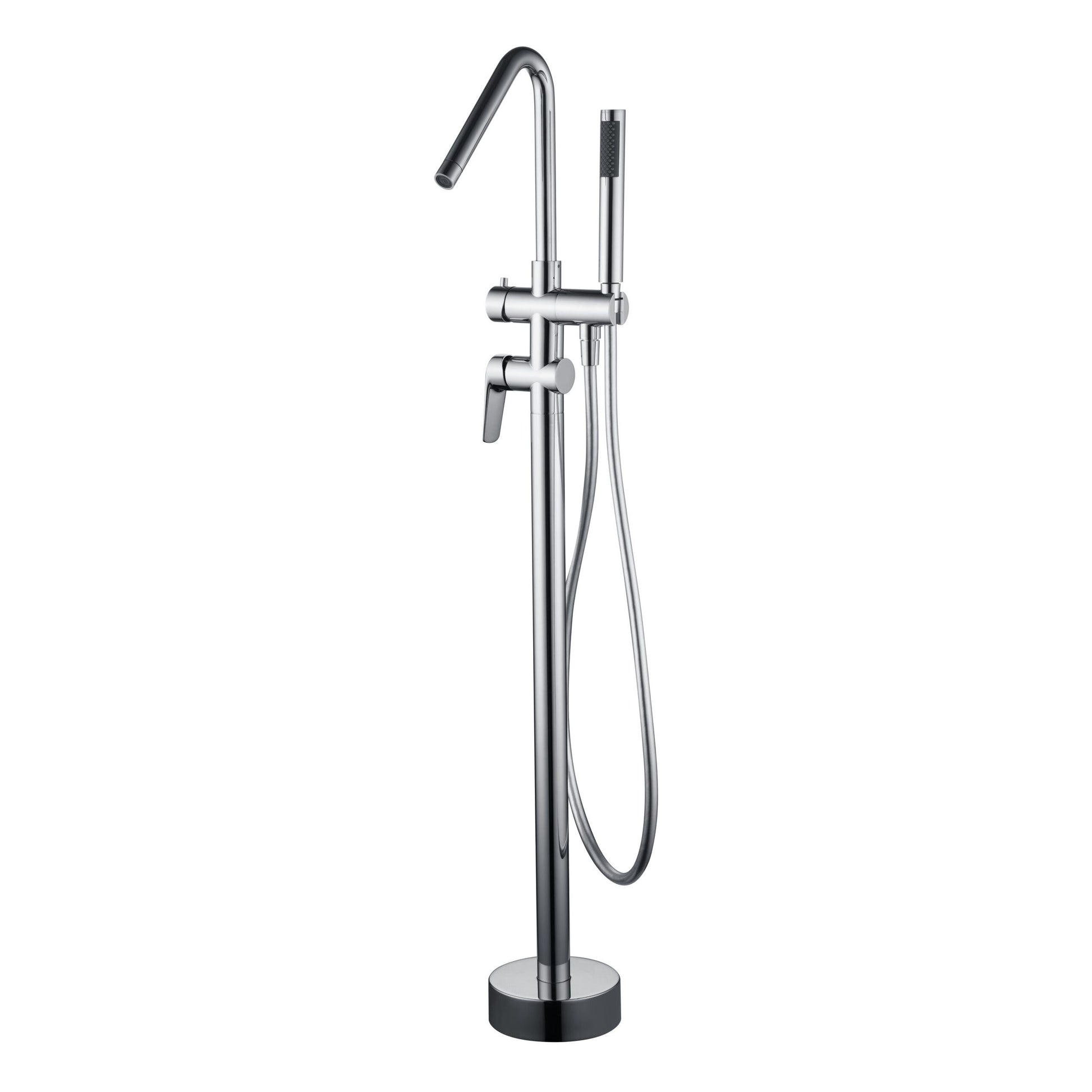 IMEX Miscelatore vasca-doccia a pavimento in ottone e zama cromato con cartuccia ceramica Ø35 mm, tubo flessibile PVC e comando a una posizione, inclusa scatola di comando modello Belgica Imex-BBEZ044