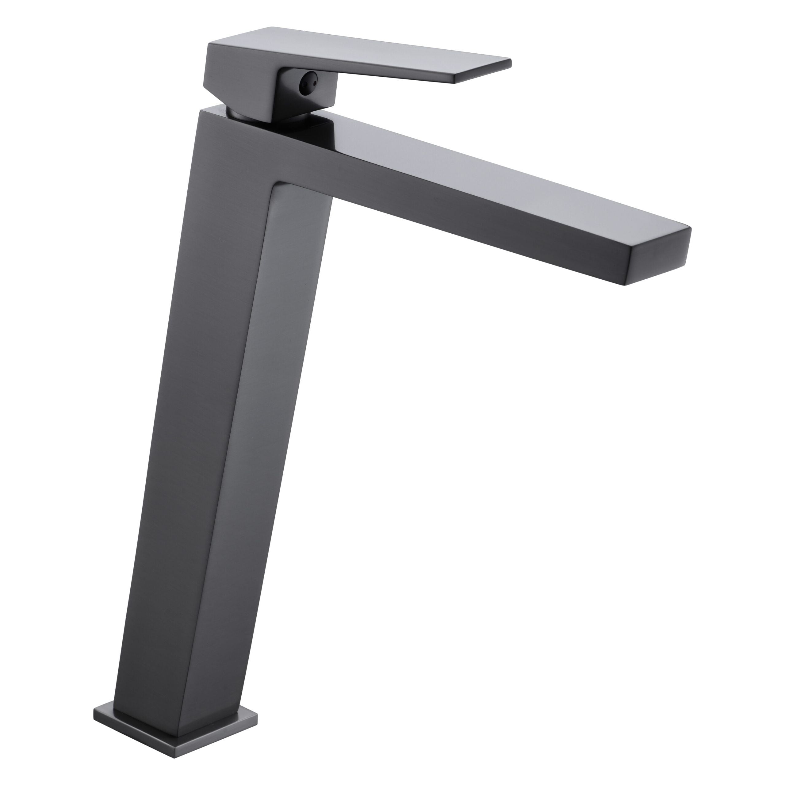 IMEX Miscelatore lavabo alto monocomando Black Gun Metal in ottone con finitura PVD cartuccia ceramica Ø26 mm flessibili 3-8 design squadrato moderno per lavabi da appoggio – modello BDAR025-3BGM