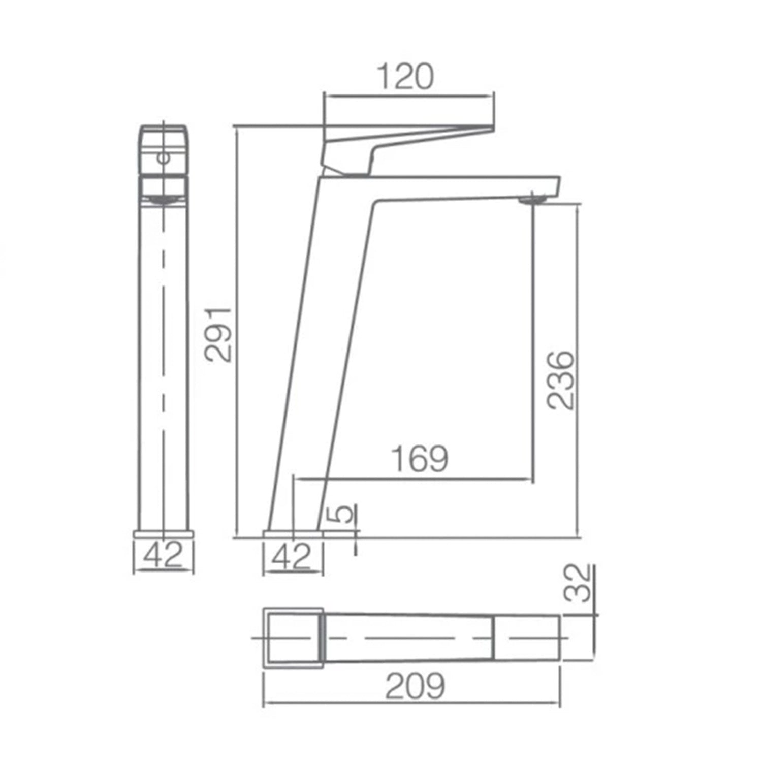 IMEX Miscelatore lavabo alto monocomando Black Gun Metal in ottone con finitura PVD cartuccia ceramica Ø26 mm flessibili 3-8 design squadrato moderno per lavabi da appoggio – modello BDAR025-3BGM