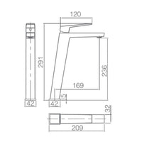 IMEX Miscelatore lavabo alto monocomando Black Gun Metal in ottone con finitura PVD cartuccia ceramica Ø26 mm flessibili 3-8 design squadrato moderno per lavabi da appoggio – modello BDAR025-3BGM