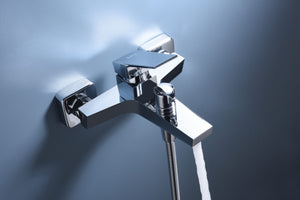 IMEX Miscelatore vasca-doccia corpo in ottone cromato con tubo flessibile metallo 180 cm portamaniglia ABS maniglia quadrata cartuccia ceramica Ø35 mm serie ART Imex-BDAR025-4