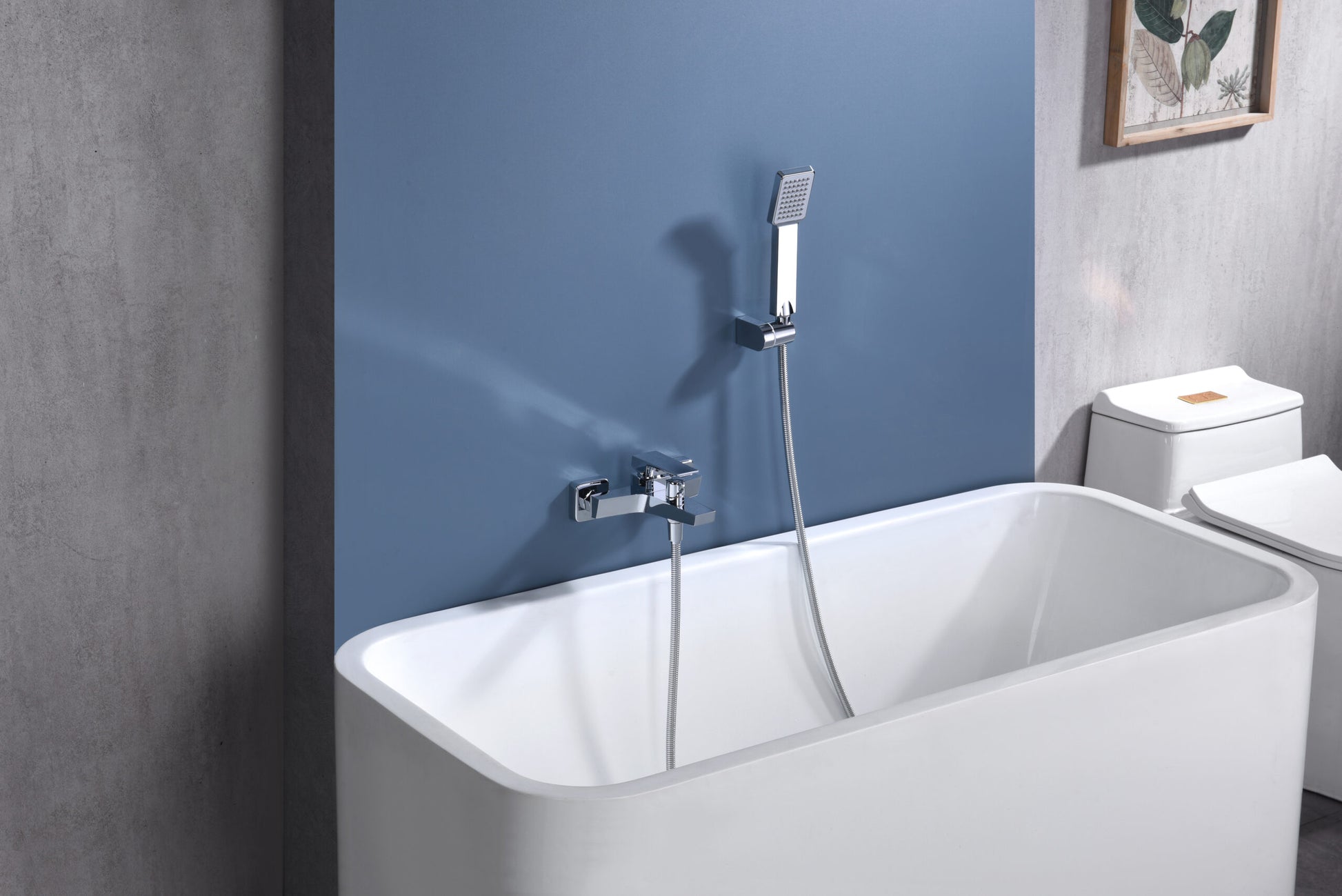 IMEX Miscelatore vasca-doccia corpo in ottone cromato con tubo flessibile metallo 180 cm portamaniglia ABS maniglia quadrata cartuccia ceramica Ø35 mm serie ART Imex-BDAR025-4