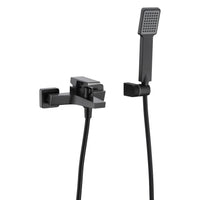 IMEX Miscelatore vasca-doccia in ottone con finitura black gun metal supporto doccetta in ABS tubo flessibile PVC 180 cm cartuccia in ceramica Ø35 mm maniglia quadrata modello Imex-BDAR025-4BGM