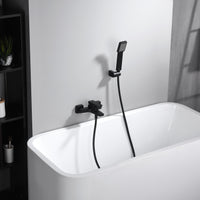 IMEX Miscelatore vasca-doccia in ottone nero opaco con portamanopola ABS tubo flessibile metallo 180 cm manopola quadrata cartuccia ceramica Ø35 mm Serie ART Imex-BDAR025-4NG