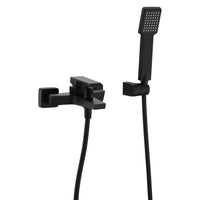 IMEX Miscelatore vasca-doccia in ottone nero opaco con portamanopola ABS tubo flessibile metallo 180 cm manopola quadrata cartuccia ceramica Ø35 mm Serie ART Imex-BDAR025-4NG