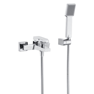 IMEX Miscelatore vasca-doccia corpo in ottone cromato con tubo flessibile metallo 180 cm portamaniglia ABS maniglia quadrata cartuccia ceramica Ø35 mm serie ART Imex-BDAR025-4