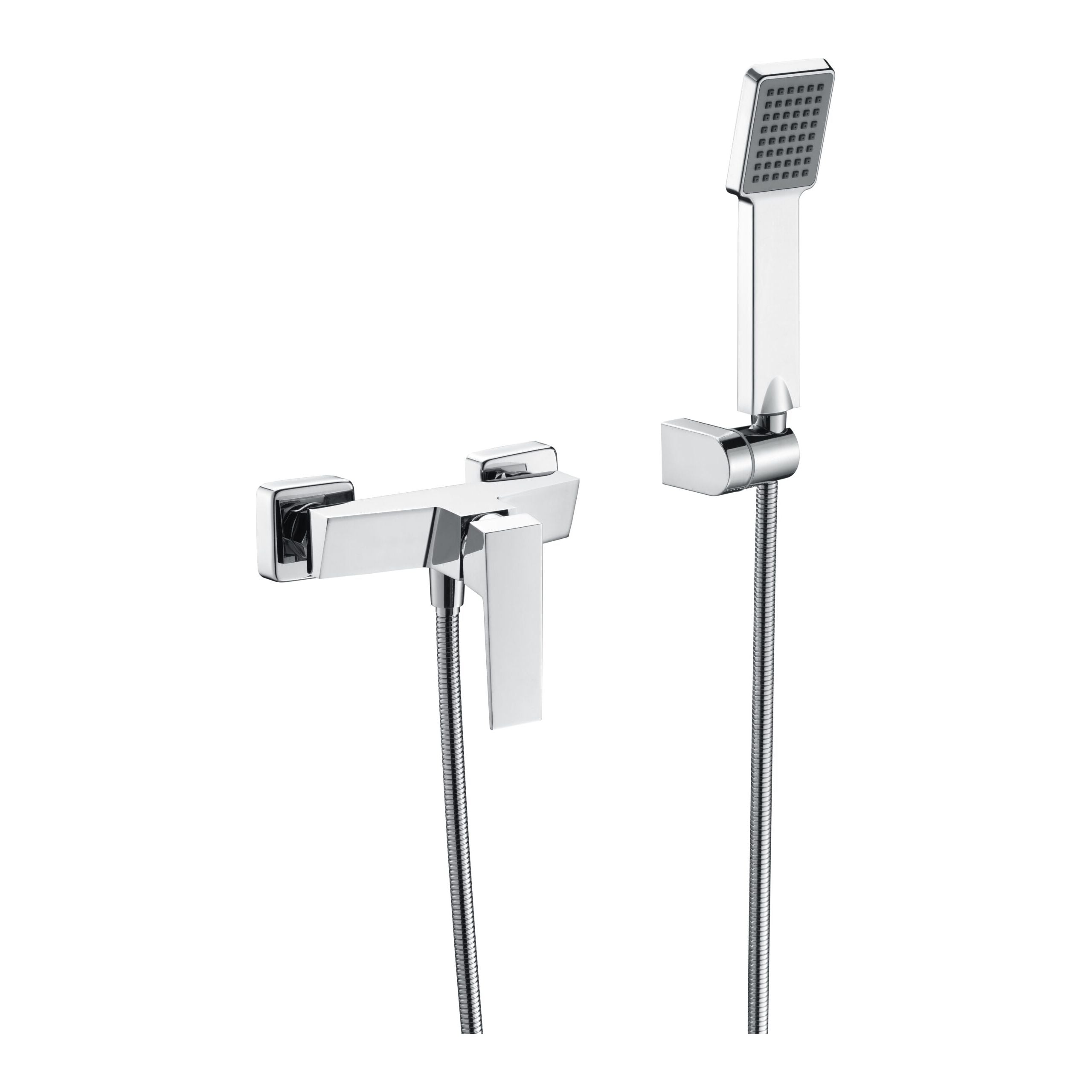 IMEX Miscelatore doccia cromato in ottone e zama con tubo flessibile in acciaio 180 cm supporto doccia in ABS doccetta rotonda monocomando cartuccia ceramica Ø35 mm - Modello Imex-BDAR025-5