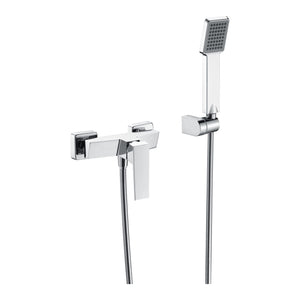 IMEX Miscelatore doccia cromato in ottone e zama con tubo flessibile in acciaio 180 cm supporto doccia in ABS doccetta rotonda monocomando cartuccia ceramica Ø35 mm - Modello Imex-BDAR025-5