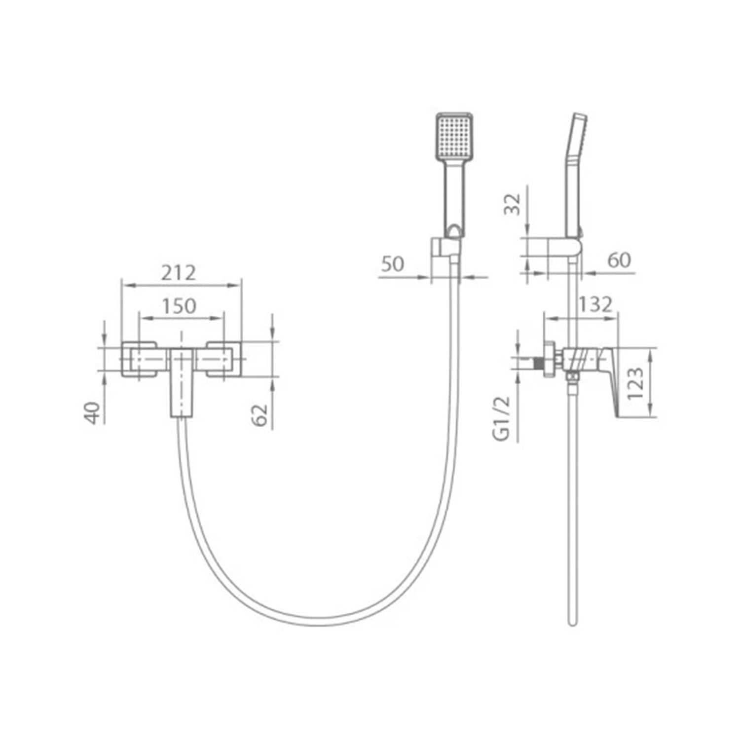 IMEX Miscelatore doccia cromato in ottone e zama con tubo flessibile in acciaio 180 cm supporto doccia in ABS doccetta rotonda monocomando cartuccia ceramica Ø35 mm - Modello Imex-BDAR025-5