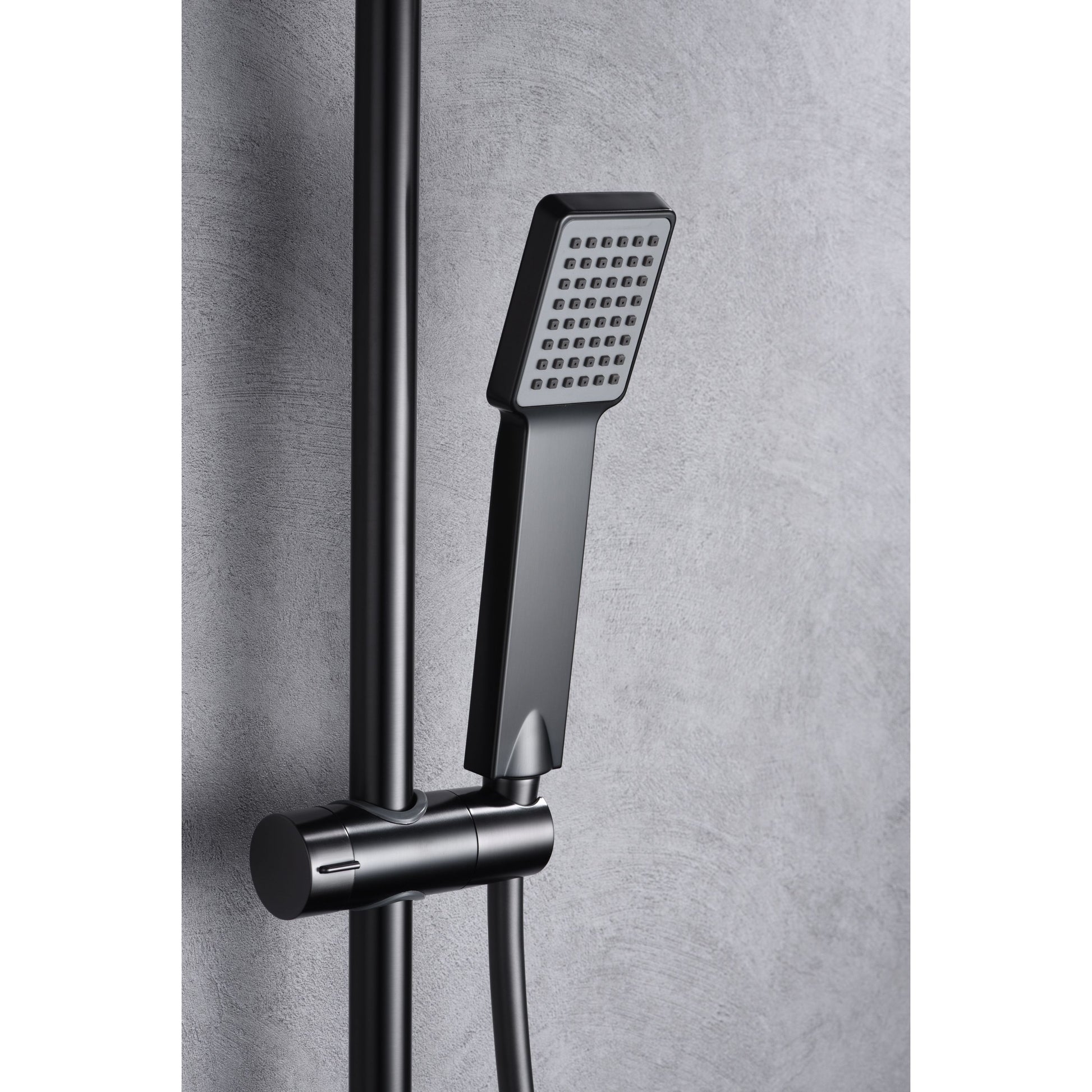 IMEX Set doccia monocomando ART in ottone con miscelatore asta doccia estensibile acciaio inox S304 soffione extra piatto 20x20 cm anticalcare finitura PVD black gun metal Imex-BDAR025-BGM
