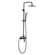 IMEX Set doccia monocomando ART in ottone con miscelatore asta doccia estensibile acciaio inox S304 soffione extra piatto 20x20 cm anticalcare finitura PVD black gun metal Imex-BDAR025-BGM