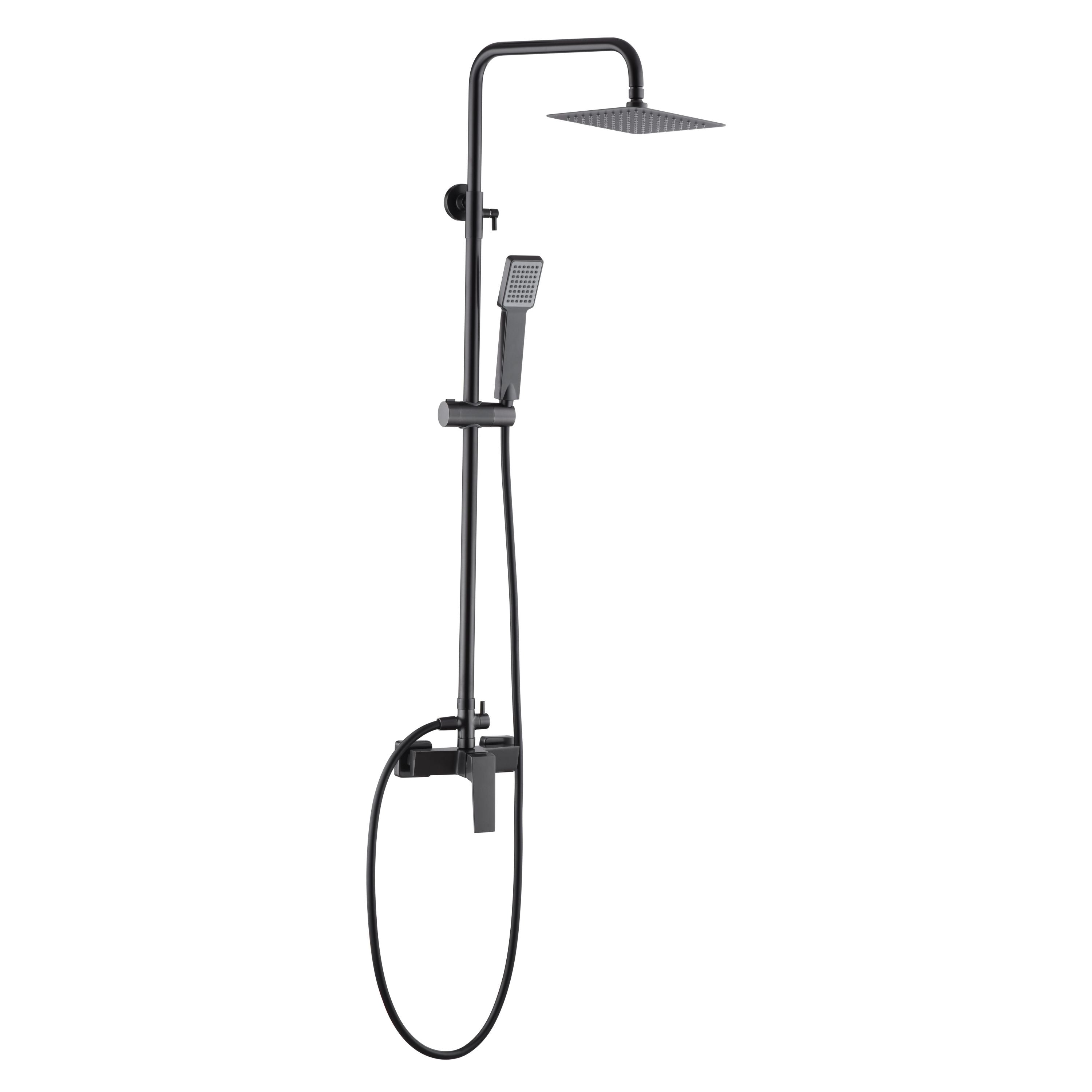 IMEX Set doccia monocomando ART in ottone con miscelatore asta doccia estensibile acciaio inox S304 soffione extra piatto 20x20 cm anticalcare finitura PVD black gun metal Imex-BDAR025-BGM