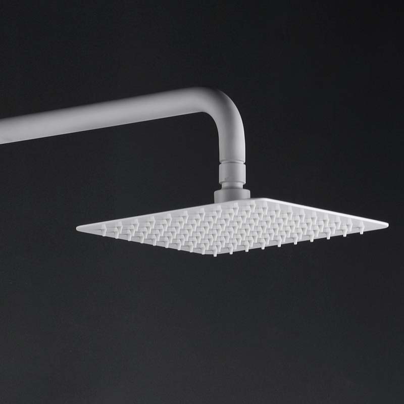 IMEX Set doccia monocomando colonna doccia miscelatore bianco opaco acciaio inox S304 e ottone asta estensibile soffione extra piatto 20x20 cm anticalcare cartuccia ceramica Ø35 mm Imex-BDAR025-BL