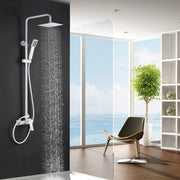 IMEX Set doccia monocomando colonna doccia miscelatore bianco opaco acciaio inox S304 e ottone asta estensibile soffione extra piatto 20x20 cm anticalcare cartuccia ceramica Ø35 mm Imex-BDAR025-BL