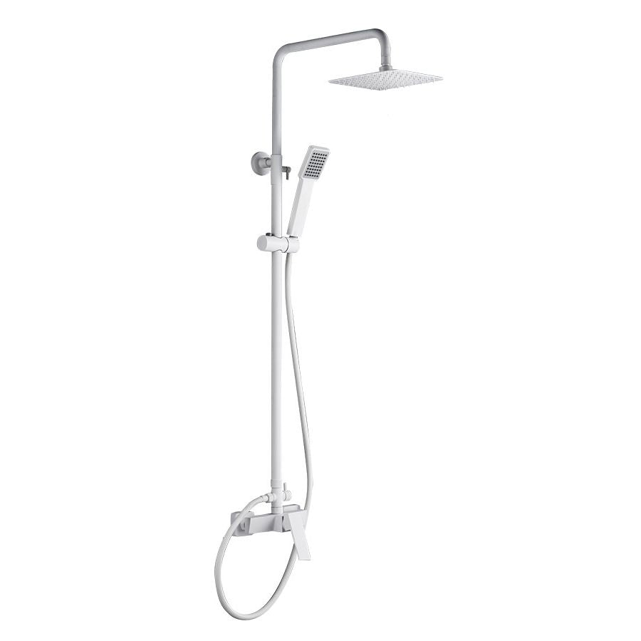 IMEX Set doccia monocomando colonna doccia miscelatore bianco opaco acciaio inox S304 e ottone asta estensibile soffione extra piatto 20x20 cm anticalcare cartuccia ceramica Ø35 mm Imex-BDAR025-BL