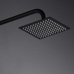 IMEX Colonna doccia monocomando nero opaco in acciaio inox e ottone con asta estensibile soffione extra piatto 20x20 cm anticalcare supporto regolabile cartuccia ceramica Ø35 mm tubo flessibile 1