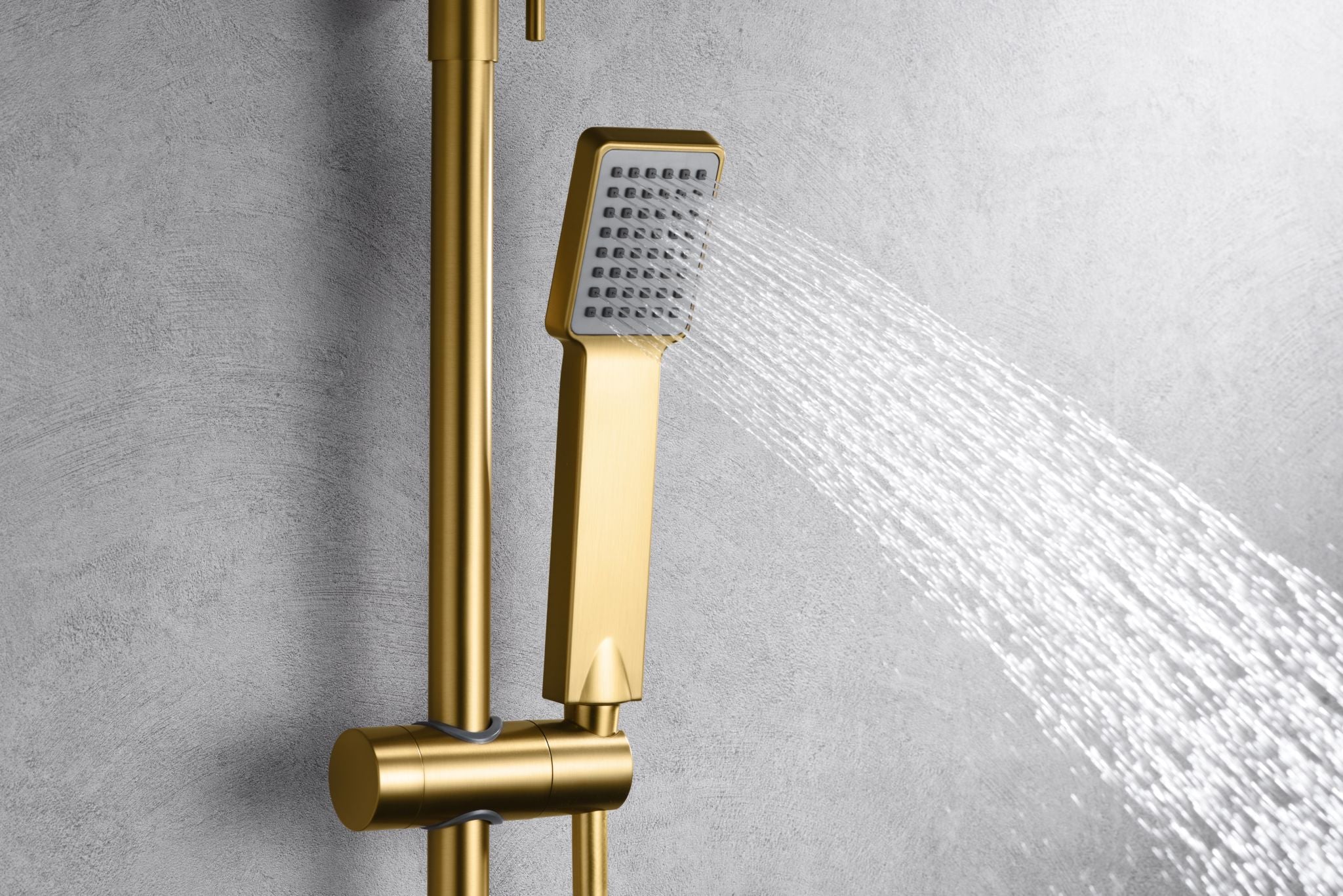 IMEX Colonna doccia monocomando oro spazzolato in ottone e acciaio inox S304 con soffione extra piatto Ø20 cm anticalcare asta doccia estensibile cartuccia ceramica Ø35 mm tubo flessibile PVC 15