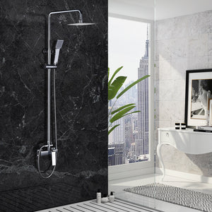 IMEX Set doccia monocomando colonna doccia miscelatore cromata Acciaio Ottone asta estensibile soffione extra piatto Ø20 anticalcare cartuccia ceramica Ø35mm tubo e maniglia serie ART Imex-BDAR025