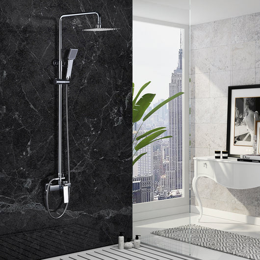 IMEX Set doccia monocomando colonna doccia miscelatore cromata Acciaio Ottone asta estensibile soffione extra piatto Ø20 anticalcare cartuccia ceramica Ø35mm tubo e maniglia serie ART Imex-BDAR025