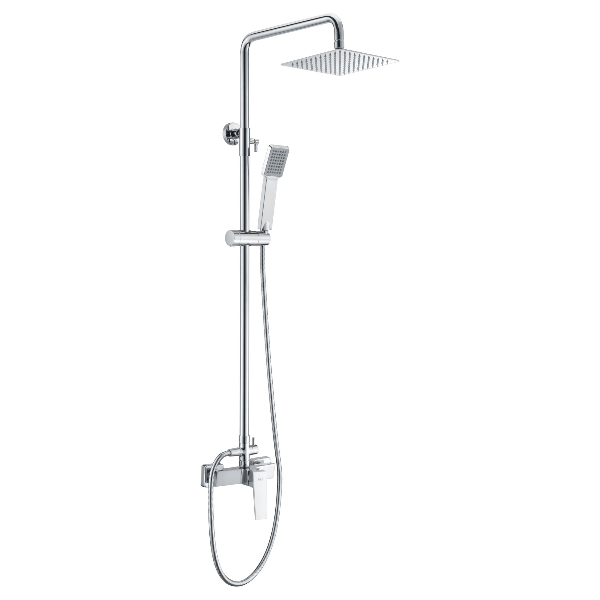 IMEX Set doccia monocomando colonna doccia miscelatore cromata Acciaio Ottone asta estensibile soffione extra piatto Ø20 anticalcare cartuccia ceramica Ø35mm tubo e maniglia serie ART Imex-BDAR025