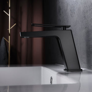 IMEX Miscelatore monocomando lavabo in ottone e zama nero opaco con cartuccia ceramica Ø26 mm TOP set 2 flessibili 3-8 inclusi altezza 153 mm proiezione 140 mm - Modello BDC032-1NG