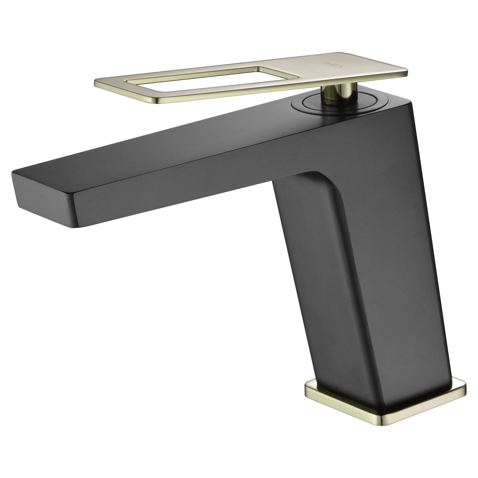 IMEX Miscelatore monocomando lavabo nero opaco con accenti oro lucido in ottone e zama cartuccia ceramica Ø26 mm set 2 flessibili 3-8 inclusi altezza 153 mm canna 140 mm – Serie SUECIA BDC032-1NGO