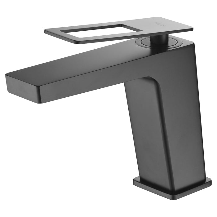 IMEX Miscelatore monocomando lavabo in ottone e zama nero opaco con cartuccia ceramica Ø26 mm TOP set 2 flessibili 3-8 inclusi altezza 153 mm proiezione 140 mm - Modello BDC032-1NG
