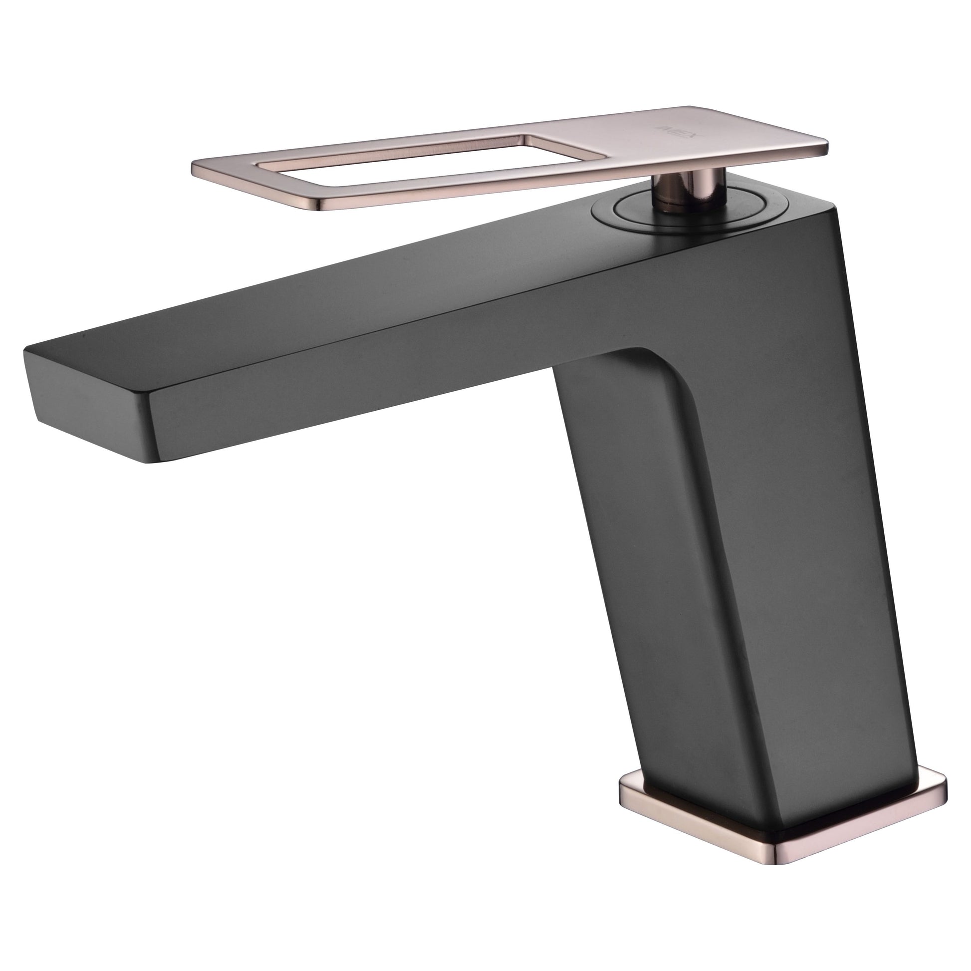IMEX Miscelatore lavabo monocomando nero-oro rosa in ottone con cartuccia ceramica Ø26 mm e set 2 flessibili 3-8 inclusi altezza 153 mm proiezione 140 mm - Serie SUECIA BDC032-1NOR