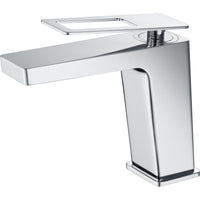 IMEX Miscelatore lavabo monocomando in ottone con finitura cromo cartuccia ceramica Ø26 mm set 2 flessibili 3-8 inclusi altezza 153 mm proiezione 140 mm design moderno Serie SUECIA BDC032-1