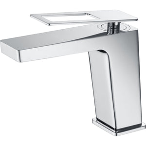 IMEX Miscelatore lavabo monocomando in ottone con finitura cromo cartuccia ceramica Ø26 mm set 2 flessibili 3-8 inclusi altezza 153 mm proiezione 140 mm design moderno Serie SUECIA BDC032-1