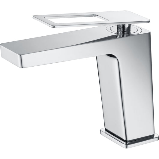 IMEX Miscelatore lavabo monocomando in ottone con finitura cromo cartuccia ceramica Ø26 mm set 2 flessibili 3-8 inclusi altezza 153 mm proiezione 140 mm design moderno Serie SUECIA BDC032-1