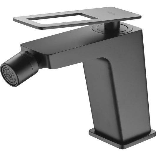 IMEX Miscelatore bidet monocomando nero opaco in ottone e zama cartuccia ceramica Ø26 mm TOP 2 flessibili 3-8 inclusi altezza 139 mm canna 138 mm serie SUECIA BDC032-2NG