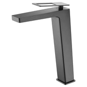 IMEX Miscelatore lavabo alto in ottone nero opaco monocomando cartuccia ceramica Ø26 mm set 2 flessibili 3-8 inclusi altezza 289 mm canna 196 mm stile minimal modello BDC032-3NG