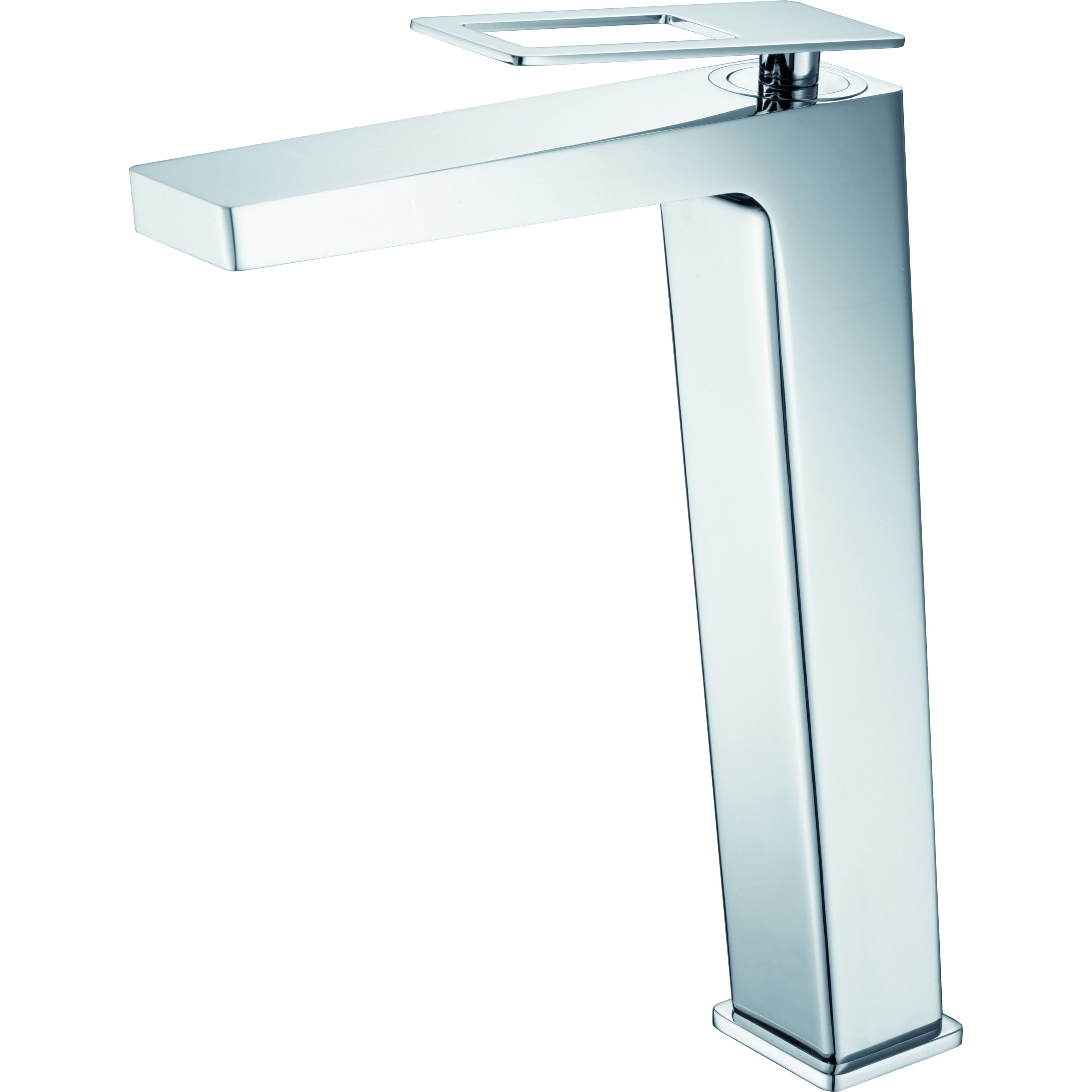 IMEX Miscelatore lavabo alto inox in ottone e zama con cartuccia ceramica Ø26 mm TOP set 2 flessibili 3-8 inclusi altezza 289 mm canna 196 mm modello BDC032-3 Serie SUECIA