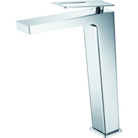 IMEX Miscelatore lavabo alto inox in ottone e zama con cartuccia ceramica Ø26 mm TOP set 2 flessibili 3-8 inclusi altezza 289 mm canna 196 mm modello BDC032-3 Serie SUECIA