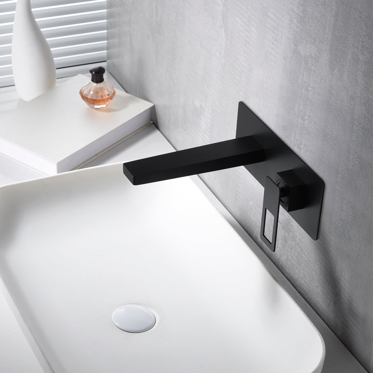 IMEX Miscelatore incasso lavabo monocomando nero opaco in ottone e zama con scatola di registrazione corpo incassato a parete due parti indipendenti - Modello Imex-BDC032-4NG SUECIA