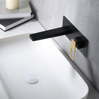 IMEX Miscelatore incasso lavabo monocomando in ottone e zama nero opaco con accenti oro lucido due parti indipendenti corpo incassato parete con scatola di registrazione - Modello SUECIA Imex-BDC032